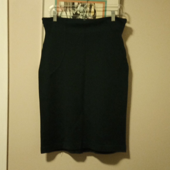 Vintage dark green knit skirt, wool blend - Picture 1 of 7